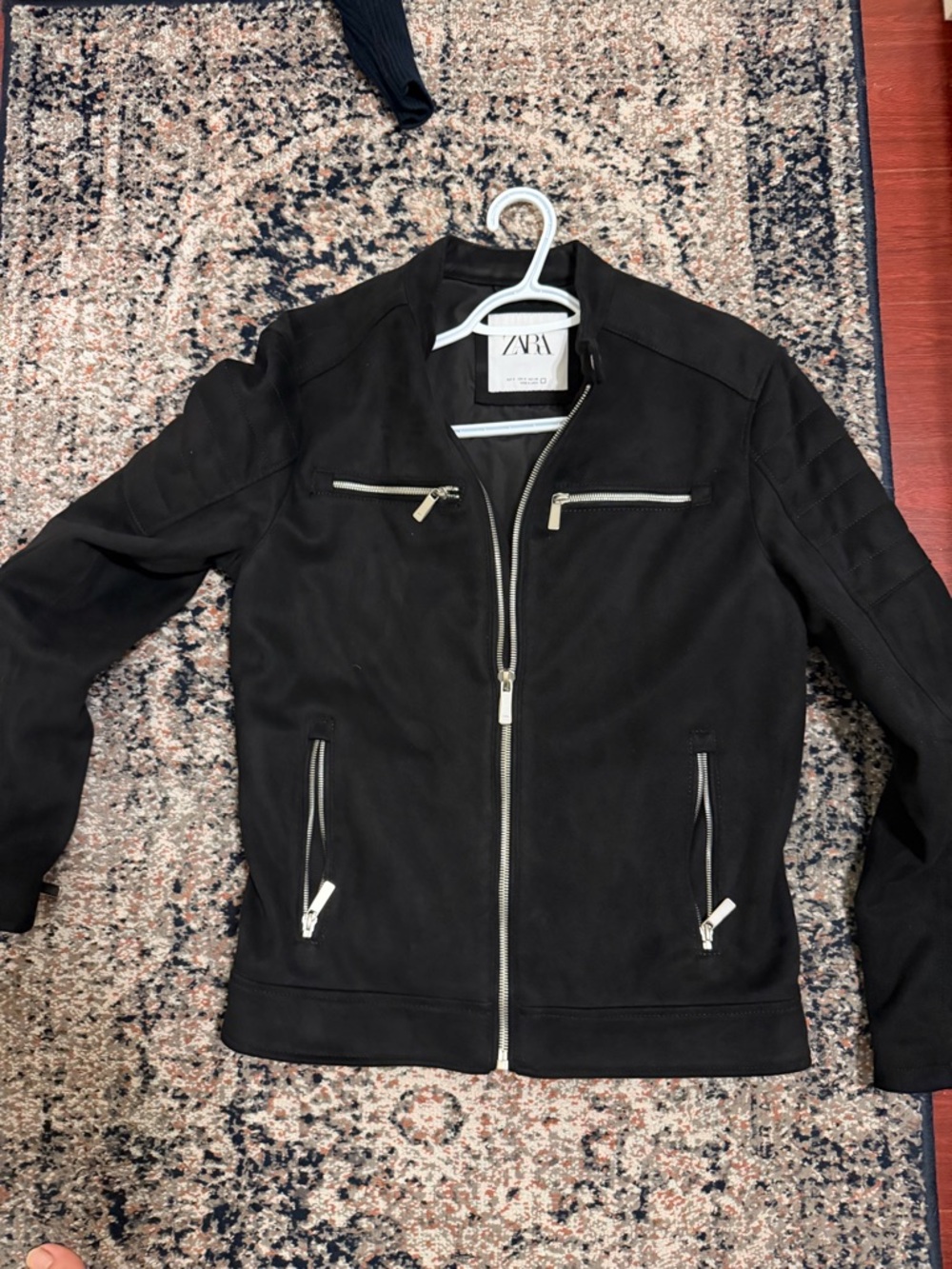 ZARA Black Zip-Front Biker Jacket